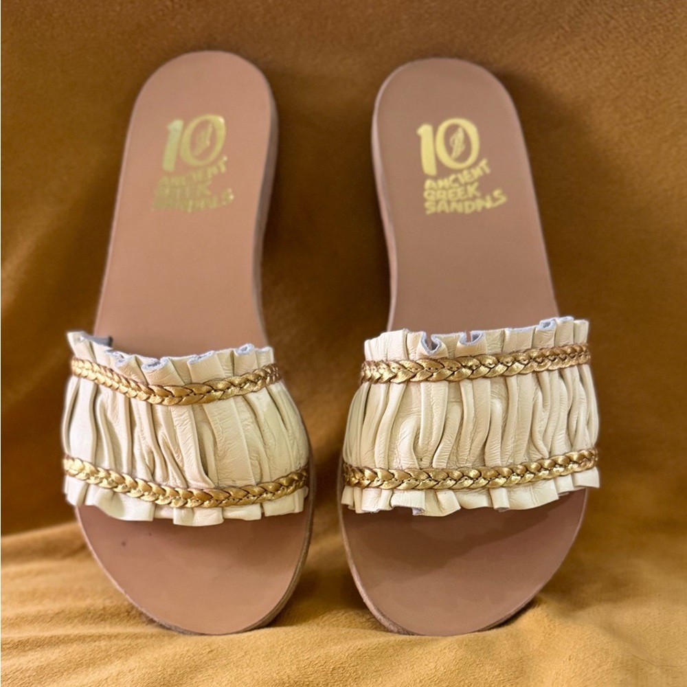 Ancient Greek Sandals Women's Cream Slide Sandals